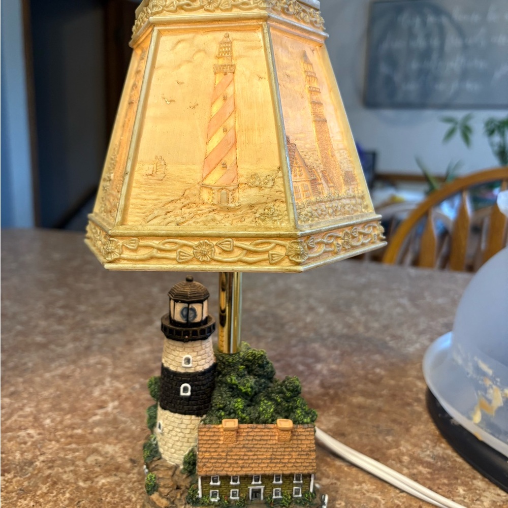 Small Lighthouse Table Lamp with Detailed Shade